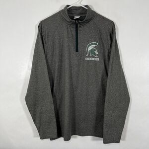 Michigan State Spartans Captivating 1/4 Zip Pullover Mens Size Medium Gray